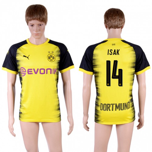 Dortmund #14 Isak Yellow Soccer Club Jersey - Click Image to Close